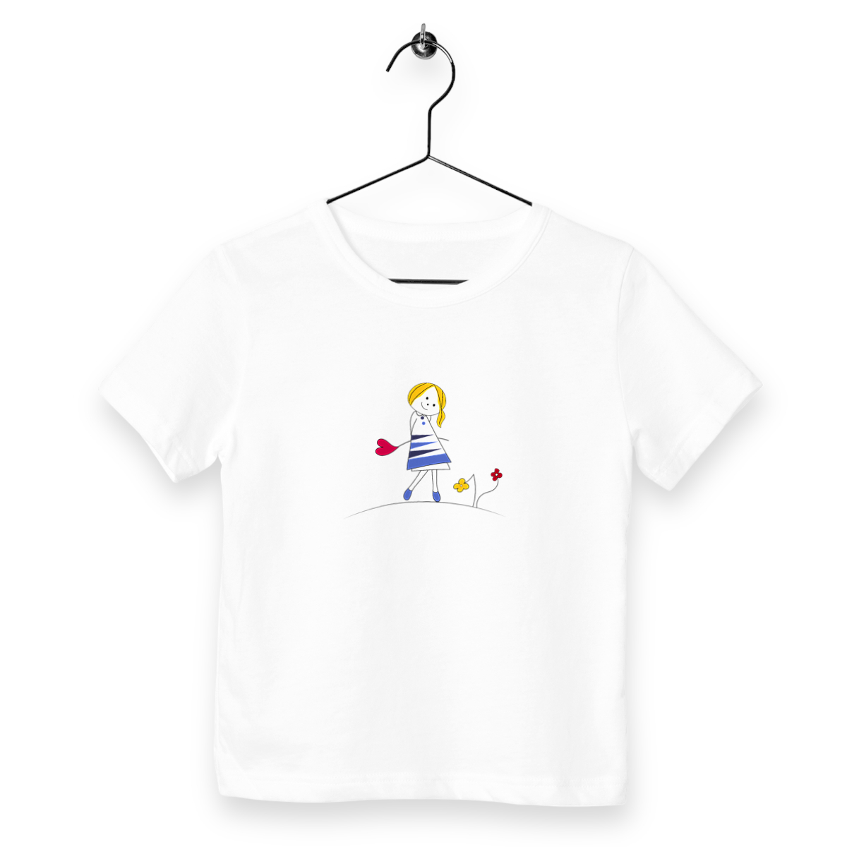 face_blanc Tee-shirt Rose fleur coeur blonde