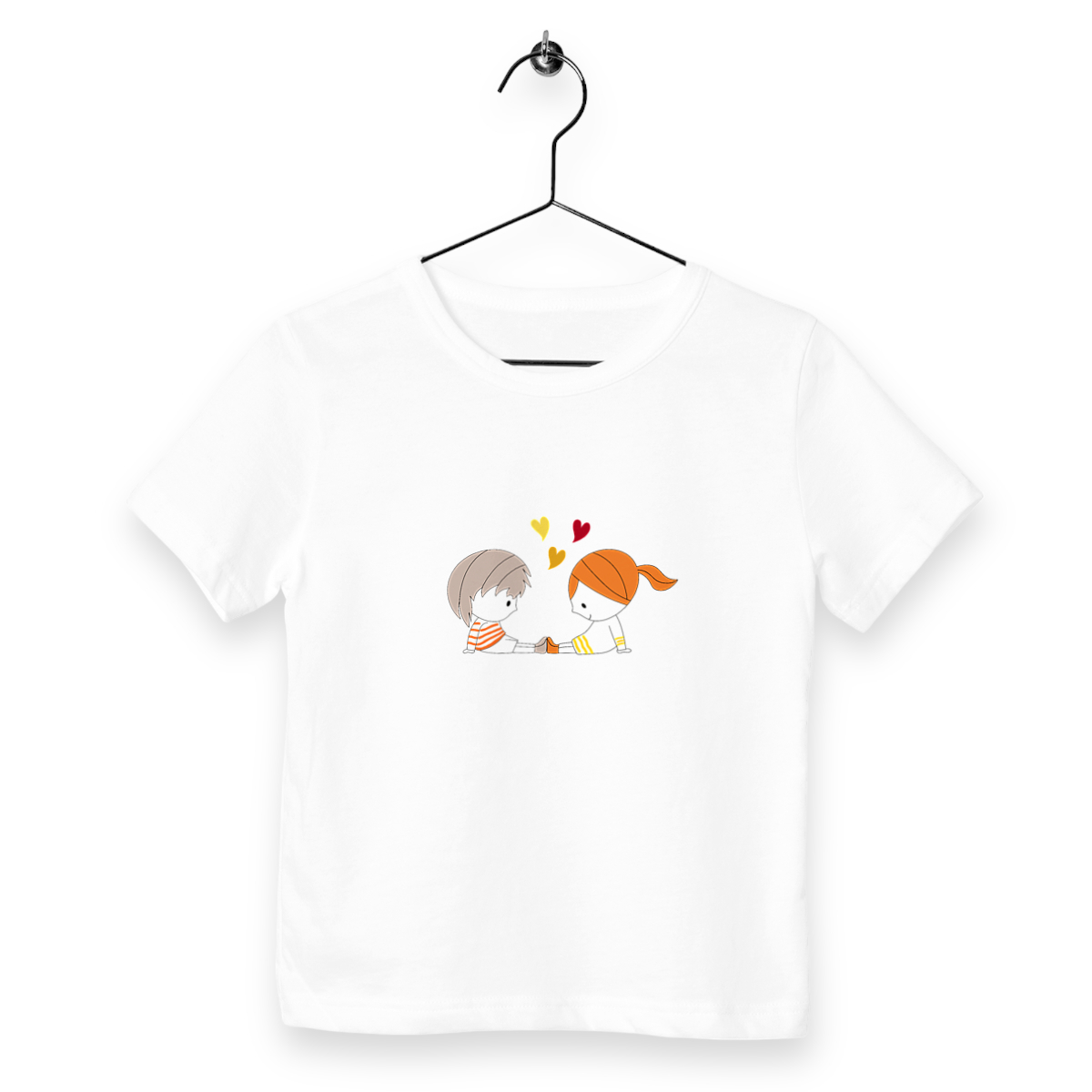 face_blanc Tee-shirt Loris & Mila 3 coeurs brun rousse