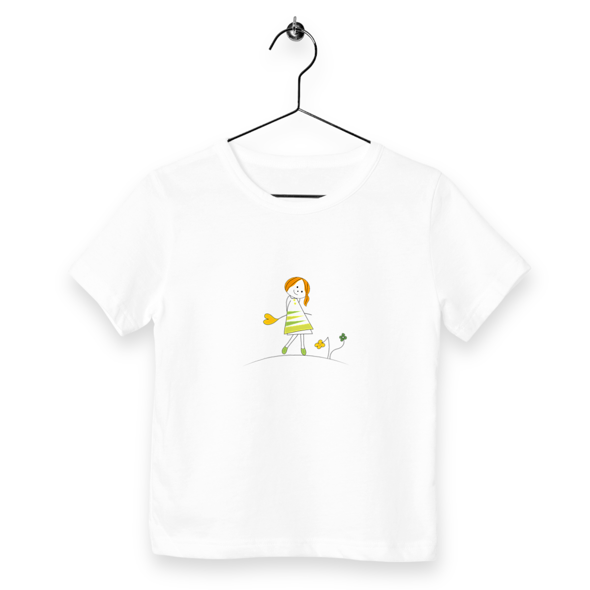 face_blanc Tee-shirt Rose fleur coeur rousse