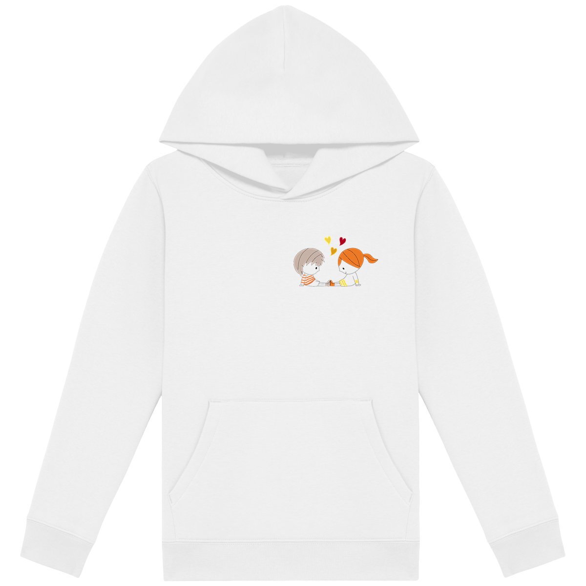 face_blanc Sweat-shirt capuche Loris & Mila 3 coeurs brun rousse