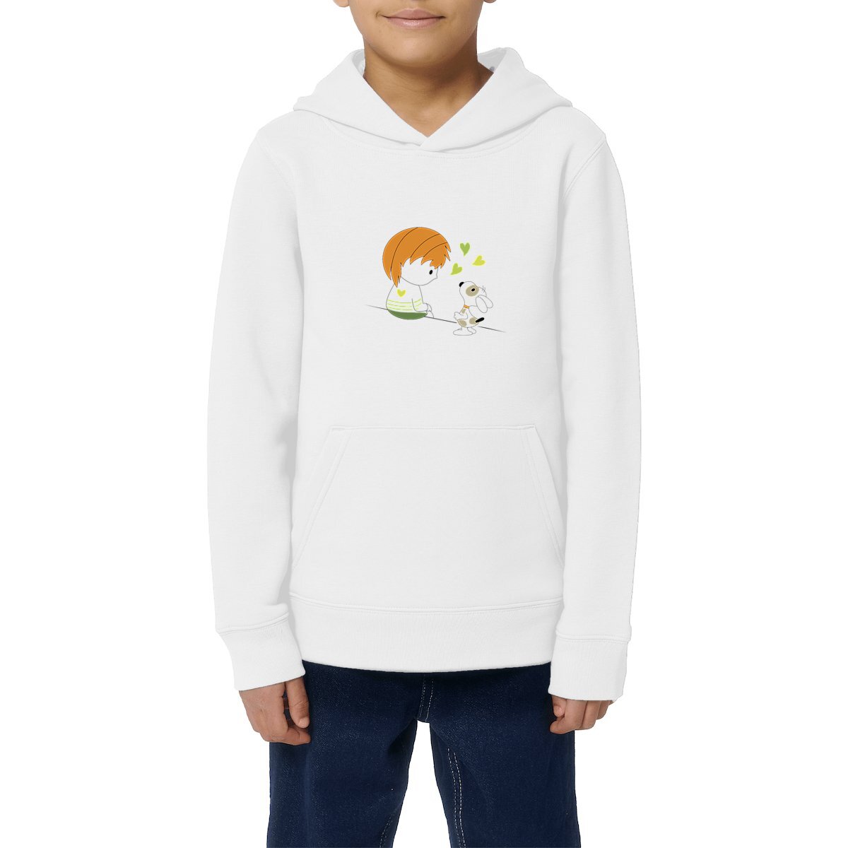visual_Blanc Sweat-shirt capuche Loris & Titus 3 coeurs roux